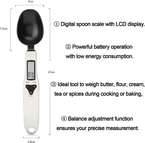 JOYIT Digital Spoon Scale 500g/0.1g - Stainless Steel Food Measuring Scale, Small Baking Scale with LCD Display...