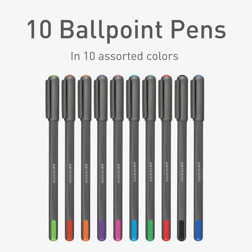 linc Pentonic Premium Ball Point Pen 1.0 mm Medium Point, 10-Count, Assorted Colors | Medium Point Featherlite Feel, Easy Flow Ink Technology, Sle...