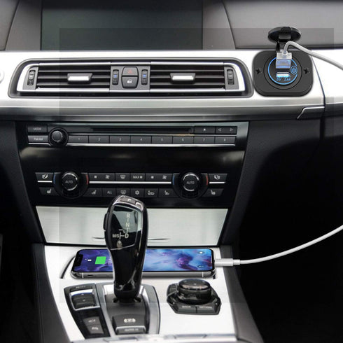 Dual USB Socket 12V Marine Outlet with Switch Golf Cart USB Port 12 Volt DC Car Charger Mount Waterproof Cigarette Lighter Power Adapter DIY Kit F...