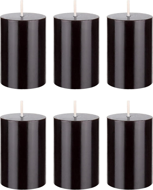 Mega Candles 6 pcs Unscented Solid Black Pillar Candles, Hand Poured Premium Wax Candle 2 Inch x 3 Inch, Home Décor, Spas, Weddings, Celebrations,...