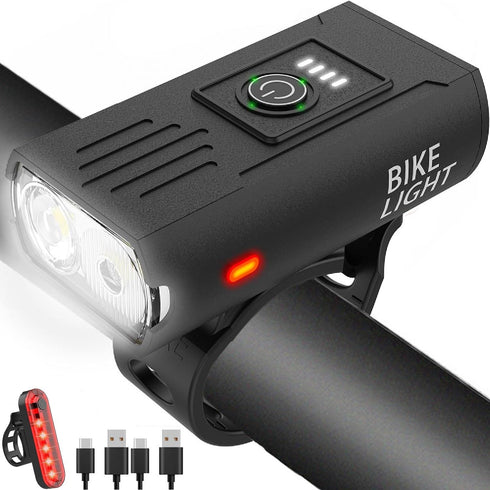 Victoper Bike Light, High Lumens Super Bright Bicycle Light, 6+4 Modes USB Rechargeable Bike Headlight & Tail Light Set, Waterproof Safety Bike Fr...