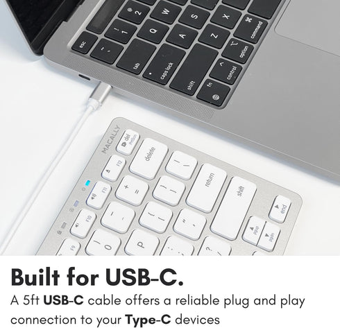 Macally Small USB C Keyboard - Plug & Play Compatible Wired Apple Keyboard for Mac mini, MacBook Pro/Air, iMac, iPad, Windows, Chromebook with USB...