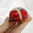 Hand Painted Enameled Ladybug Trinket Box, Hinged Unique Mini Ring Necklace Jewelry Organizer, Classical Bejeweled Storage, Figurine Collectible K...