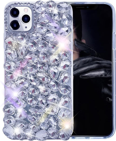 Bonitec for iPhone 11 Pro Max Case 3D Glitter Sparkle Bling Case for Women Luxury Shiny Crystal Rhinestone Diamond Bumper Clear Gems Protective Ca...
