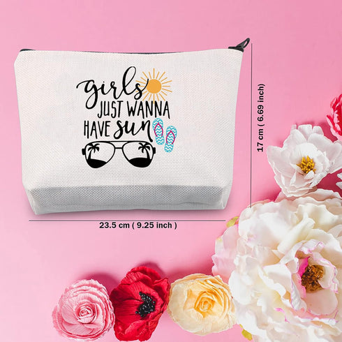 TSOTMO Summer Vacation survival kit Makeup Bag Gift Just Wanna Have Sun Cosmetic Bag Sunshine Beach Trip Gift Nature Lover Gift Women Weekend Away...