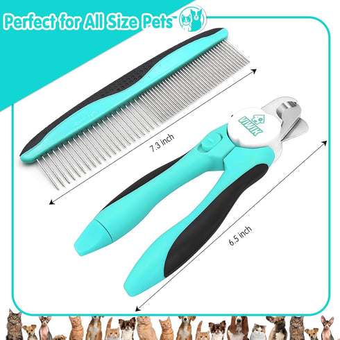 2 in 1 Dog Nail Trimmers with LED Light for Bloodline, Dog Comb, Dog Nail Clippers with Quick Sensor & Safety Guard to Avoid Overcutting, Cat Pupp...