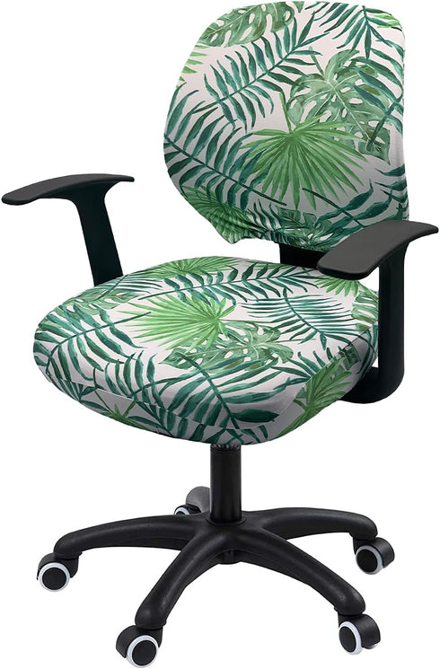 Office Chair Cover Stretchable Computer Desk Chair Seat Covers 2 Piece Waterproof Swivel Chair Protective Slipcover...