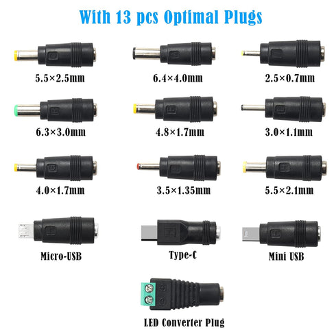 GINTOOYUN 5V USB2.0 to DC Power Cable USB2.0 to DC 5.5mmx2.1mm Universal Charging Cable with 13 Connector Plugs for Laptops, Speakers, Power Banks...