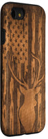 iPhone SE (2020) / 7 / 8 Deer Buck with Flag on Wood-like Background Case...