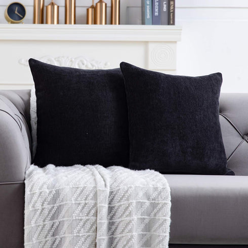 Anickal Black Pillow Covers 16x16 Inch Set of 2 Solid Rustic Farmhouse Decorative Throw Pillow Covers Square Cushion Case for Home Sofa Couch Deco...