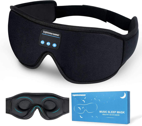 Sleep Headphones Bluetooth 5.0 Wireless 3D Eye Mask, Lightimetunnel Washable for Side Sleepers with Adjustable Ultra Thin Stereo Speakers Micropho...