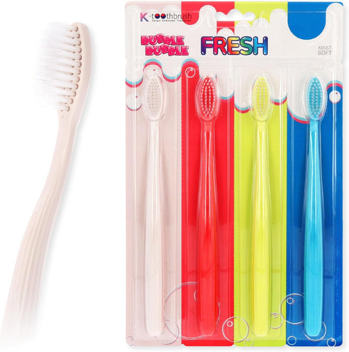 SANGSI Embossed Bristle Toothbrush, Soft Toothbrushes for Adults - Sensitive Teeth and Gums Care - Perfect Travel Essentials – Bubble Bubble Fresh...