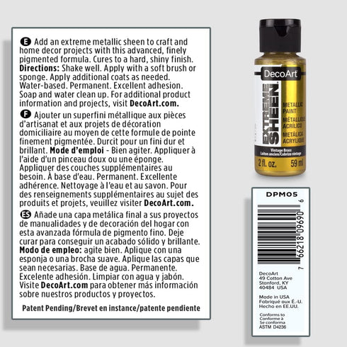 DecoArt 2 Ounce, Vintage Brass Extreme Sheen Paint, 2 Fl Oz (Pack of 1)...