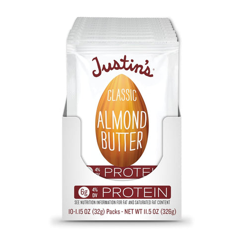 JUSTIN'S Classic Gluten-Free Almond Butter Squeeze Packs, 1.15 Ounce (Pack of 10)...