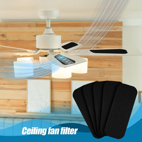 5pcs Ceiling Fan Air Filter, Fan Blade Air Purifier Active Carbon Filter Pads with Double-sided Tape for Home Office Keep Air Fresh Cleaning Conta...