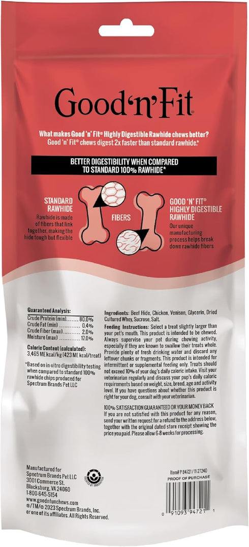 Good ‘n’ Fit Rolls Made with Real Venison, 2 Large Rolls, Treat Your Dog to a Long-Lasting and Highly Digestible Rawhide Chew...