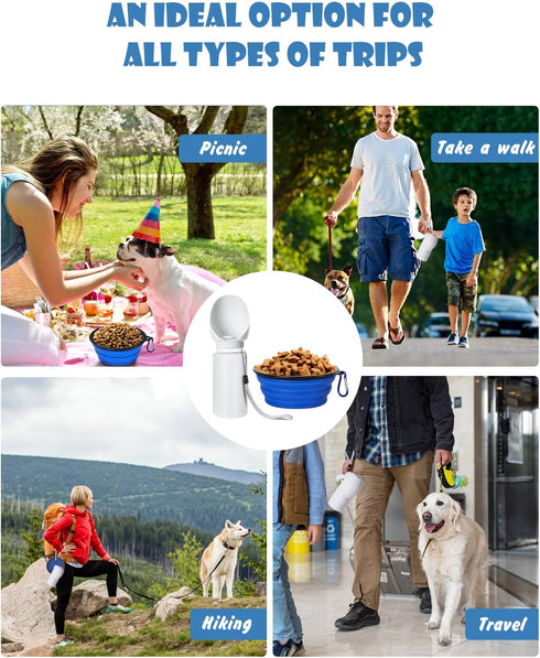 Dog Water Bottle Portable, 25oz/750ml Travel Dog Water Bottle with Collapsible Dog Bowls Large, Lightweight & Leak Proof Silicone Dog Drinking Wat...