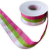 Spring Wired Plaid Ribbon with Pink Green White Gingham, 1 1/2 Inch X 10 Meters...