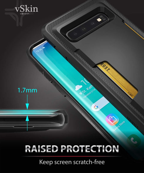 VENA Galaxy S10 Wallet Case - vSkin Slim Credit Card Holder Case Cover Designed for Samsung S10 - Black...