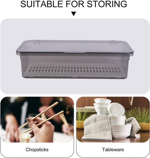 Cabilock 2pcs Flatware Tray with Lid, Kitchen Cutlery Tray and Utensil Drawer Organizer, Silverware Countertop Storage Container with Cover 11x5.1...