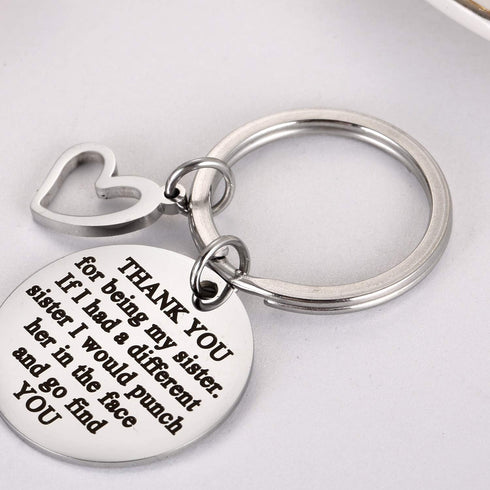 Ralukiia Sisters Gift from Sister Brother, Thanks for Being My Sister Keychain, Big Little Sister Jewelry Christmas Birthday Mothers Day Gifts...
