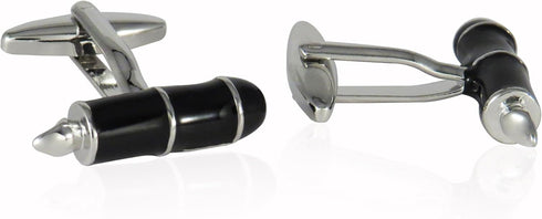 Black Fountain Pen Enamel Silver Cufflinks with Presentation Box...
