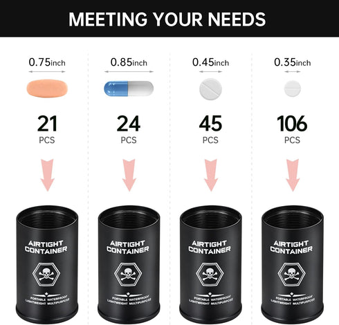 Portable Pill Box Aluminum Alloy Waterproof Small Pill Organizer EDC Pill Medicine Container Keychain Gadget for Outdoor Travel Camping (Red)...