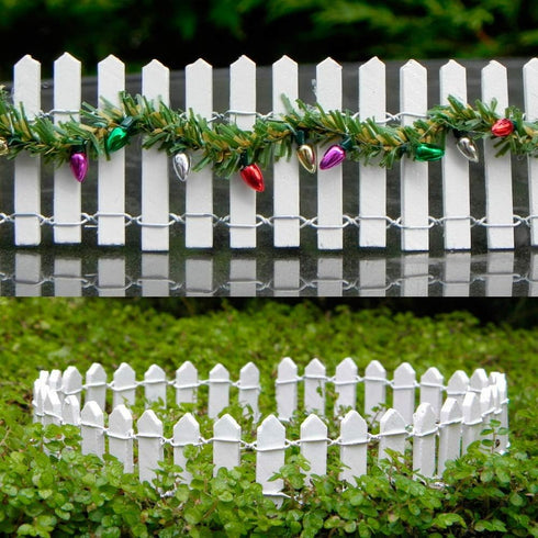 Miniature Fairy Garden Fence, DIY Wood Picket Fence Mini Ornament for Dollhouse (White Two Packs)...