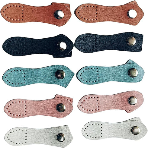 10 Sets Leather Snap Buckles Leather Tab Closure, Sew On Leather Tab Closures Buckles Fasteners for Handbags Shoulder Bags Purses DIY Craft Sewing...
