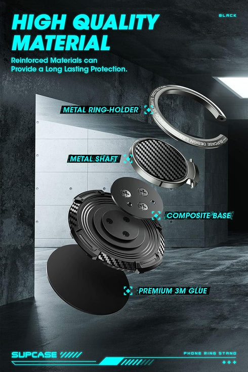 SUPCASE Cell Phone Ring Holder, 360° Rotation & 180° Flip Universal Phone Ring Stand with Metal Phone Grip Compatible for Magnetic Car Mount (Blac...