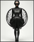 Posterizer 1 pcs-futuristic sleek woman in dark clothing 2-Abstract & Modern Art-Fantasy & Fiction Art-Gift for Women, Fashionistas, Designer Fash...