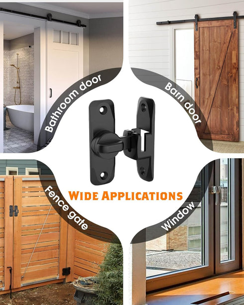 90/180 Degree Barn Door Lock, Small Flip Gate Latches Hardware, Door Security Sliding Door Latch Lock fo Cabinets, Barn Door, Bathroom, Gardenr Do...