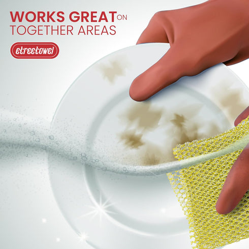 Long Duty Dish Scrubber (8PCs) Non Scratch Scourer Cloth Pads and Pot Scrubbers Netted Wash - Replace Kitchen Sponges for Dishwashing No Odor dish...