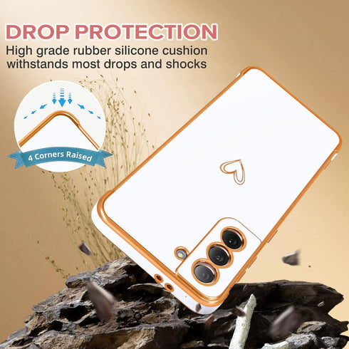 Compatible Samsung Galaxy S21 Plus 5G Case for Girls Women, Cute Love Heart Plating Electroplate Luxury Phone Case with Camera Protection+Anti-Dro...