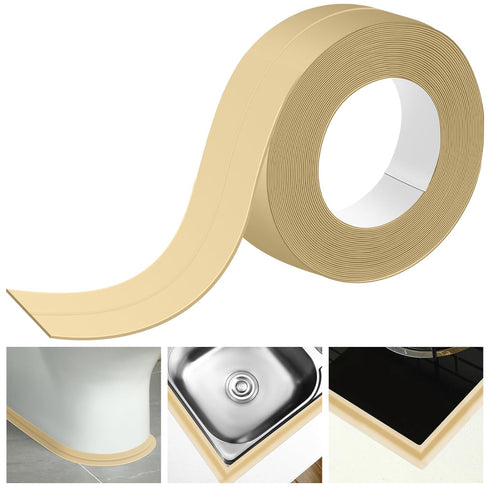 Almond Caulk Tape 10.5' x 1.5'' Waterproof Self Adhesive Caulk Strip Bathtub Sealant Tape Caulking Tape Sealing Strip Oil Proof Bathroom Caulk for...