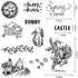 Hying Happy Easter Words Bunny Clear Stamps for Card Making and Photo Album Decor, Easter Rabbits Eggs Stamps Spring Flowers Rubber Stamps Seal fo...