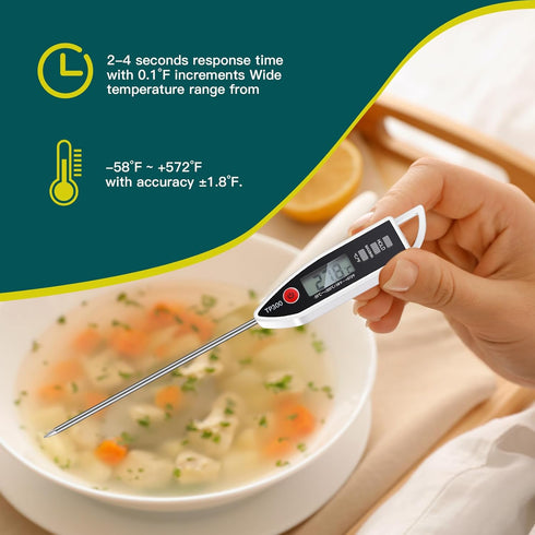 Waterproof Food Thermometer with Long Probe Digital Meat Thermometer for Water, Liquid, Candle and Cooking Instant Read Thermometer for Kitchen BB...