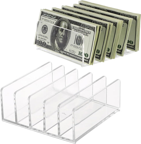 Hipiwe 2-Pack Acrylic File Organizer for Sorting Mail - 5 Slots Letter Sorter Clear Desktop Bill Divider Holder for Paper Envelope Document Book C...