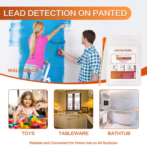 Lead Test Kit for Dishes, 10 Pcs Rapid Lead Test Swabs, Dip in Water Lead Testing Kit, Lead Paint Test Kit Home Use for All Surfaces, Results in 3...