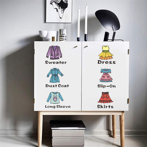 Maydahui 2 Sheets?31 Count? Dresser Clothing Decals 11 inch Boys Girls Clothing Sort Wall Sticker Removable Clothes Classification Label for Wardr...