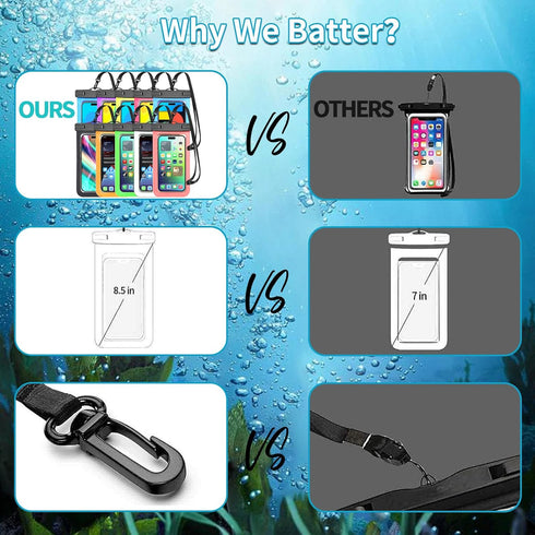 6 Pack Multicolor Universal Waterproof Phone Pouch, Large Phone Waterproof Case Dry Bag (Protection Level: IP68) Outdoor for Apple iPhone,Samsung,...