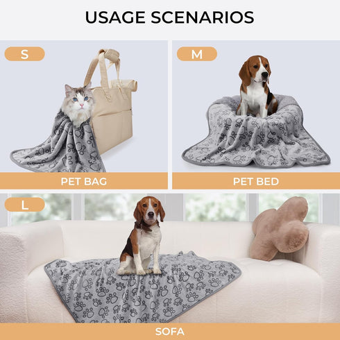 Luciphia 1 Pack 3 Blankets Fluffy Premium Fleece Pet Blanket Flannel Paw Printed Throw for Dog Cat Grey Paw Medium(30"x20",Pack of 3)...