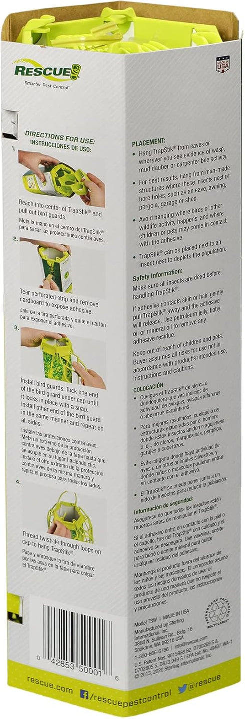RESCUE! VisiLure® TrapStik for Wasps, Mud Daubers, Carpenter Bees – 2 Pack...