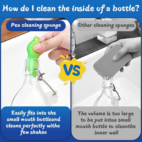 5 PCS Beans Bottle Cleaner, Beans-Shaped Bottle Cleaning Sponge Reuseable Bottle Cleaning Sponge Heat Resistance Bottle Brush for Internal Cleanin...