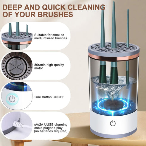 ?1+7pack?Electric Makeup Brush Cleaner Machine, Portable Automatic USB Cosmetic Brushes Cleaner Cleanser Tool for All Size Beauty Makeup Brush Set...
