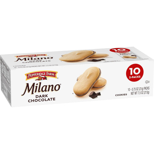 Pepperidge Farm Milano Cookies, Dark Chocolate, 10 Packs, 2 Cookies per Pack...