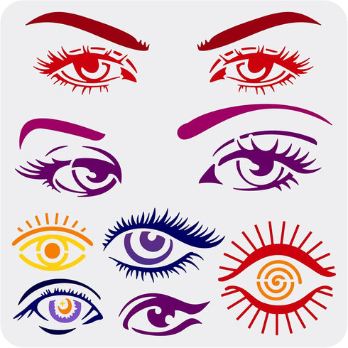 FINGERINSPIRE Eye Stencils for Painting 11.8x11.8 inch Beautiful Eyes Stencils Plastic Eyes and Eyebrows Patterns Stencil Reusable Create DIY Wome...