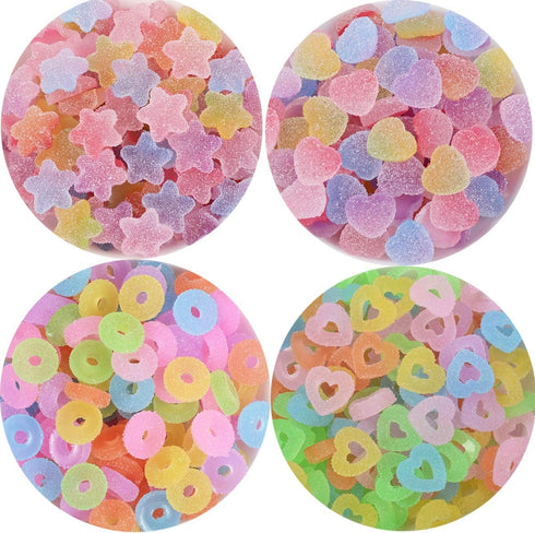 SUKPSY 50 Pcs Mix Soft Candy Resin Charms Flatback Fake Candy Buttons Embellishments Making Supplies for Cell Phone Case Scrapbooking Hair Clip He...