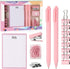 EooUooIP Desk Accessories Binding Set,Practical and Beautiful Pink Office Supplies Set,Stapler Hole Puncher Paper Clips and Ballpoint Pen for Offi...