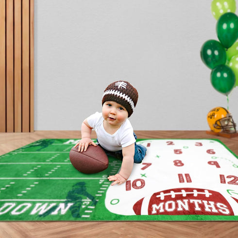 Football Baby Monthly Milestone Blanket Sports Month Blankets Growth Chart Nursery Swaddling Blankets Gift Ideas for Newborn Baby Shower Photograp...